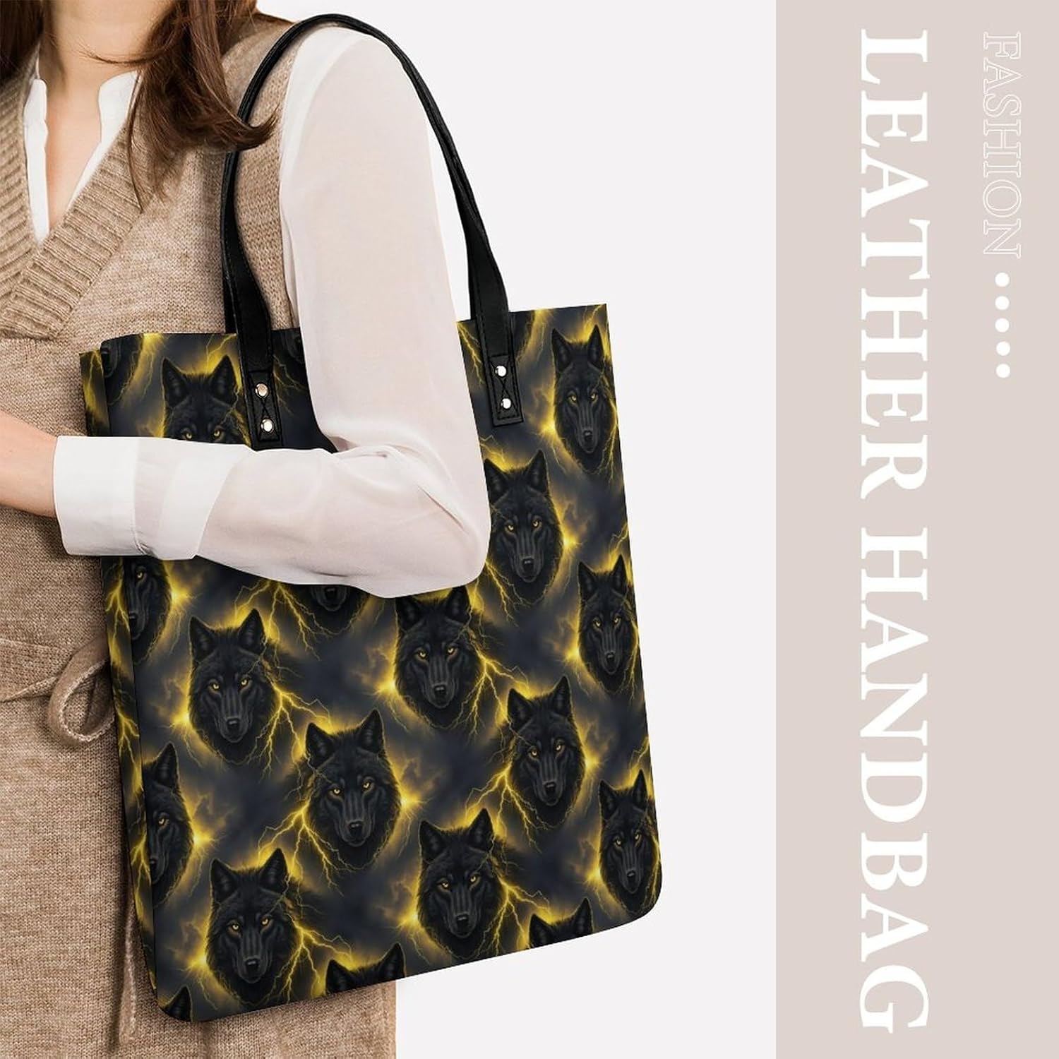 Portable Large Tote Bags for Women Casual Totes Pu Leather Grocery Shopping Bag for Travel Vacation - Image 7