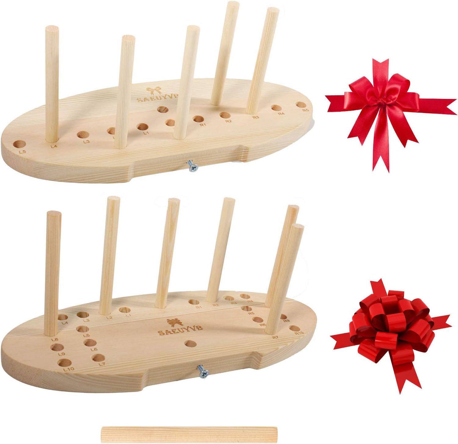 SACATR Bow Maker for Ribbon, Holiday Wreaths,Wooden Wreath Bow Maker Tool for Creating Gift Bows, Party Decorations, Hair Bows, Corsages, Holiday Wreaths, Various Crafts(Double-Sided)