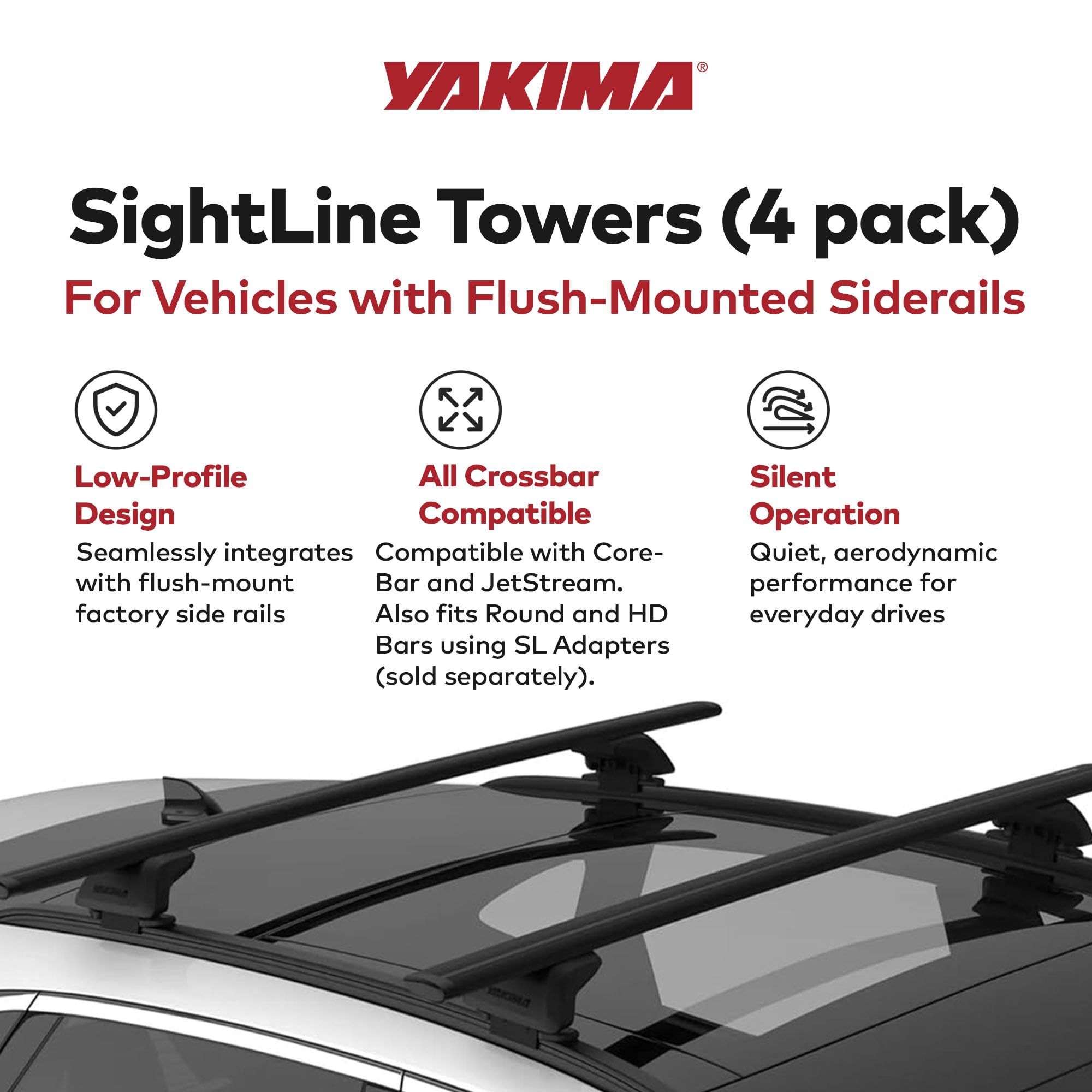 4 Barres De Toit Yakima SST MK2 Avec Clips Y23 – Pour Vélos, Skis, Snowboard (occasion)