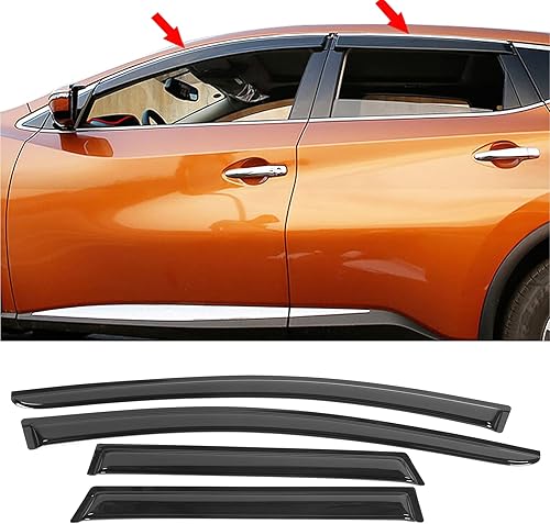 Miniatura 2 de IKON MOTORSPORTS, Visera de ventana compatible con Nissan Murano 2015-2024, estilo delgado, acrílico, negro, sol, lluvia, viento, ventilación,