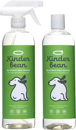 Miniatura 9 de Kinderbean Eliminador de manchas y olores de orina para perros y gatos, individual 32 onzas, aroma de pomelo y tomillo, fórmula bioactiva enzima con