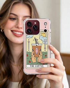 コーヒータロットカード猫電話ケース iPhone 18 Pro Max用