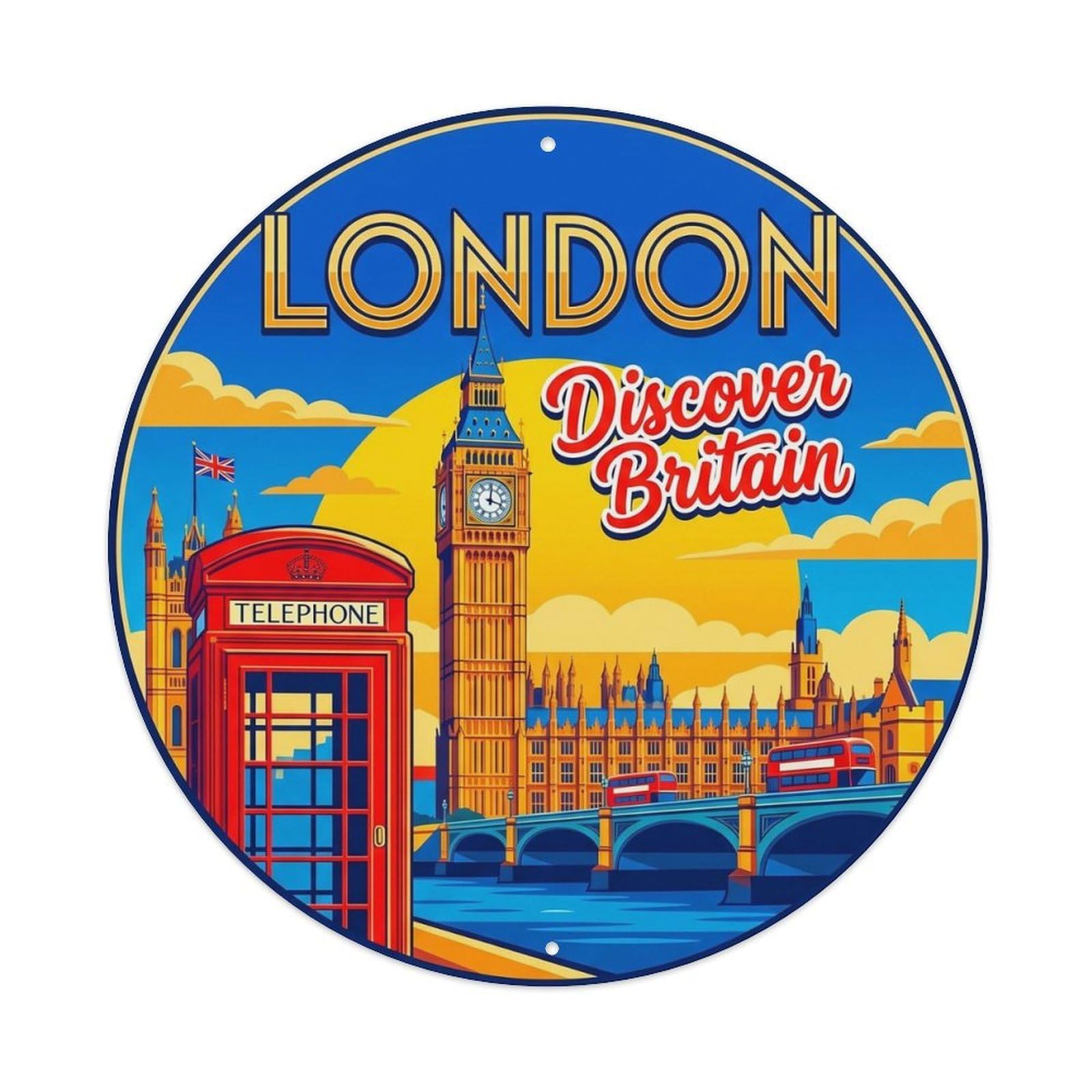 Vintage Travel British Capital Landmark Metal Tin Sign Plaque