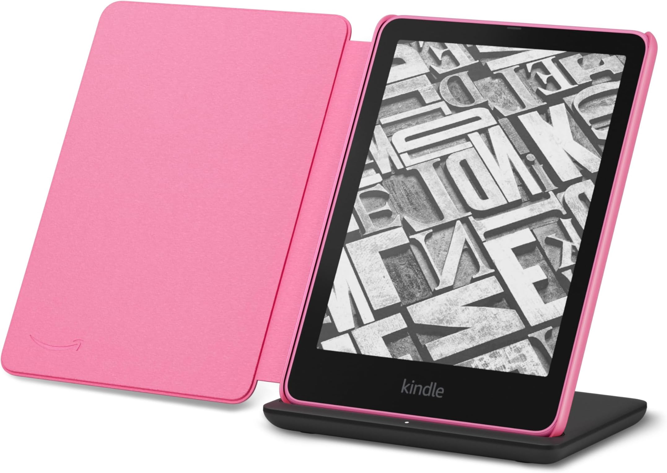 - Kindle Paperwhite Signature Edition Essentials Bundle including All-new Kindle Paperwhite Signature Edition (32GB) - Raspberry, Plant-Based Leather Cover - Raspberry, and Wireless Charging Dock