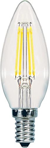 Satco Paquete de 24 bombillas LED C11 S9960 de 5.5 W, regulables, transparentes, 2700 K, color blanco cálido, base de candelabro (equivalente a 60 W)