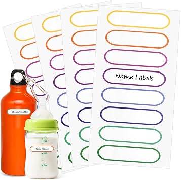 Waterproof Name Labels for Kids Child, Dishwasher Safe Stickers | Self Laminating Washable Name Stickers for Daycare, School Supplies, Baby Bottles, Sippy Cups and Water Bottles, 136 PCS