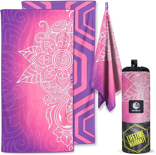 Vista 110 de VENTURE 4TH Toalla de playa de microfibra: secado rápido, compacta, sin arena, absorbente, a prueba de arena y ligera, perfecta para camping, playa