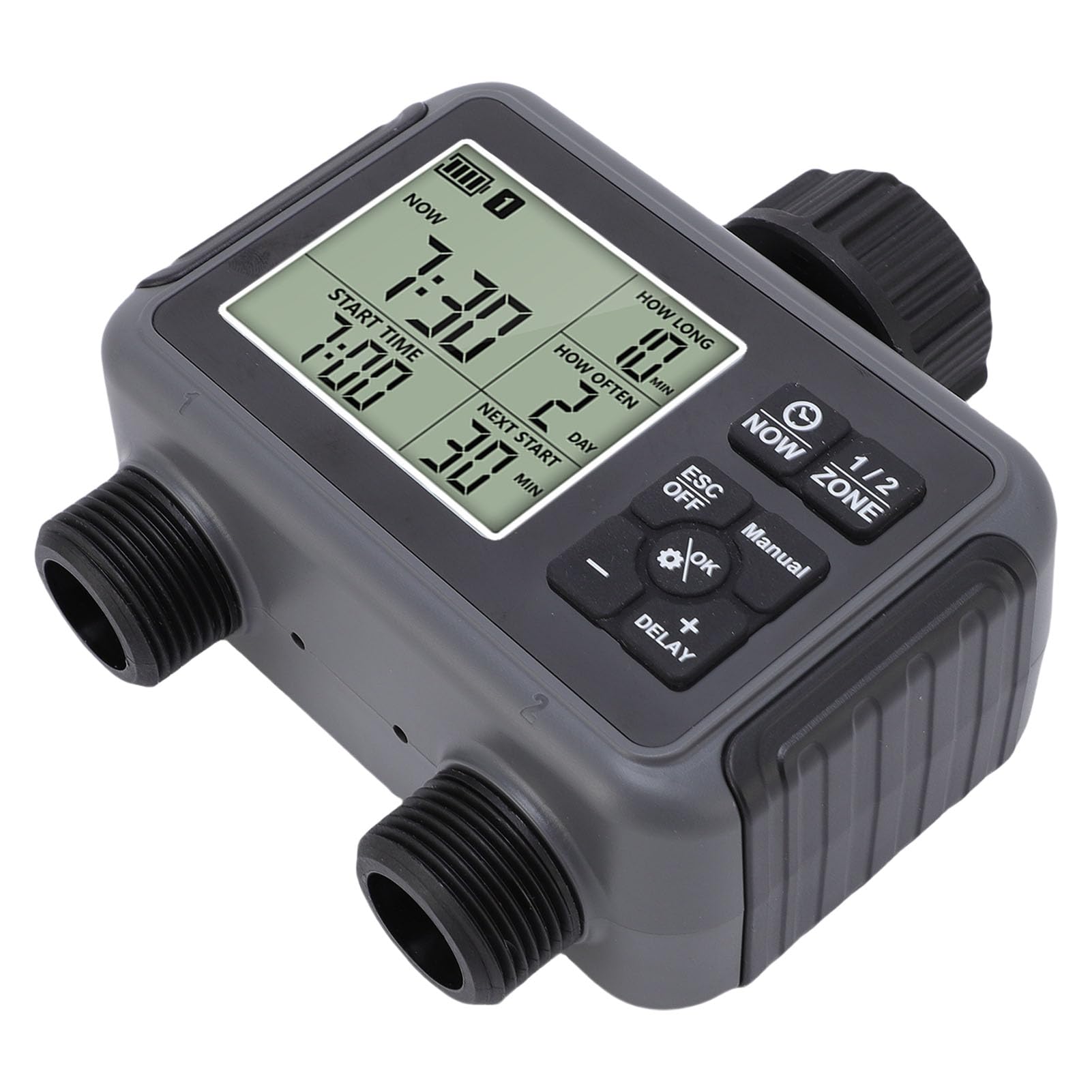 Bewässerungsuhr mit LCD-Anzeige, Programmierbarer Bewässerungstimer für Gartenschläuche und Rasenflächen, Kompatibel mit 3/4- und 1/2-Zoll-Wasserhähnen, Automatisches