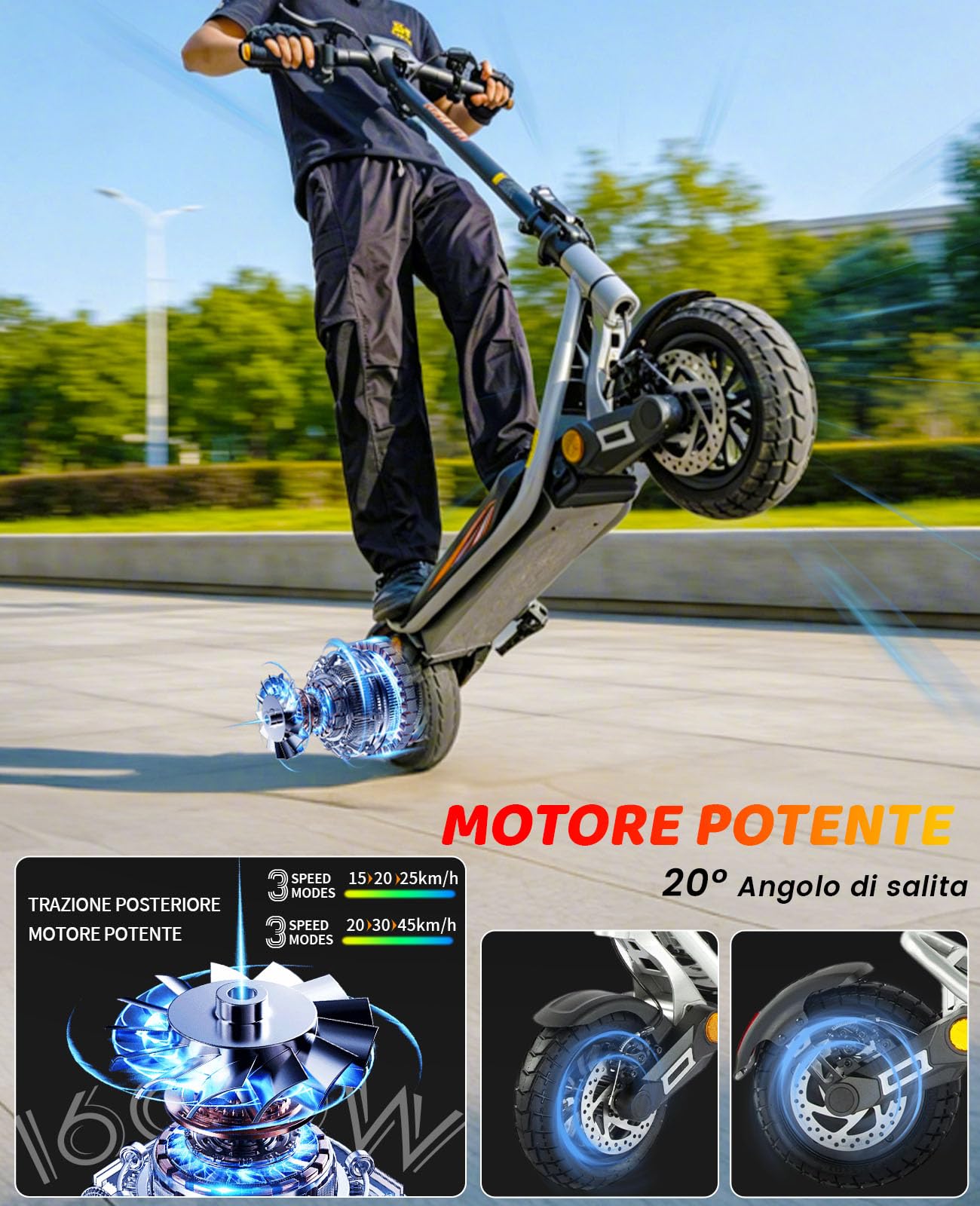 10" Monopattino Elettrico Adulto Pieghevole,45KM di Autonomia Monopattini | Monopattino Elettrico 48V 13Ah Scooter, 10 Pollici Monopattini Elettrici Fuoristrada Doppia Sospensione,Doppio Freno a Disco