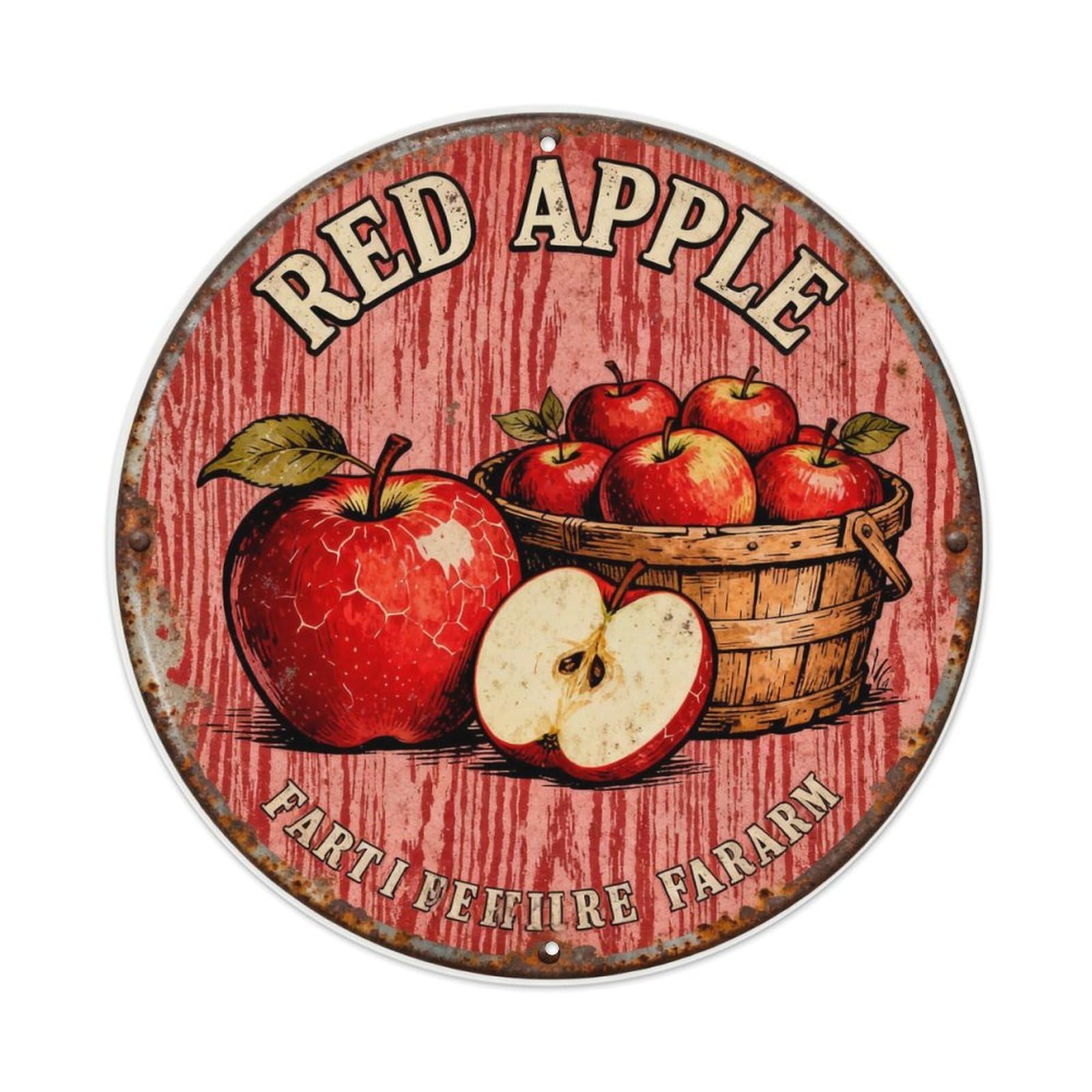 RED APPLE Metal Tin Sign Plaque