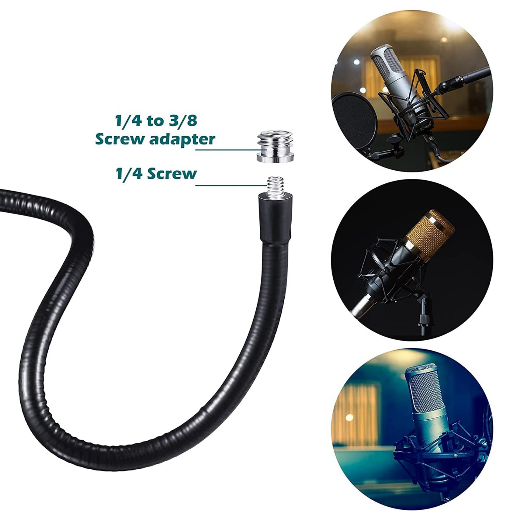 Pied de Microphone Flexible Col de Cygne- Bras Ajustable 360 Bureau