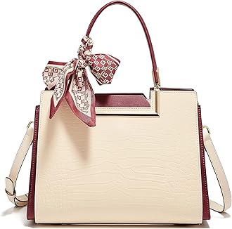 FOXLOVER Leather Satchel Handbags for Women Tote Shoulder Bag vintage Crossbody Bag Purse Top Handle bag with Embroidery