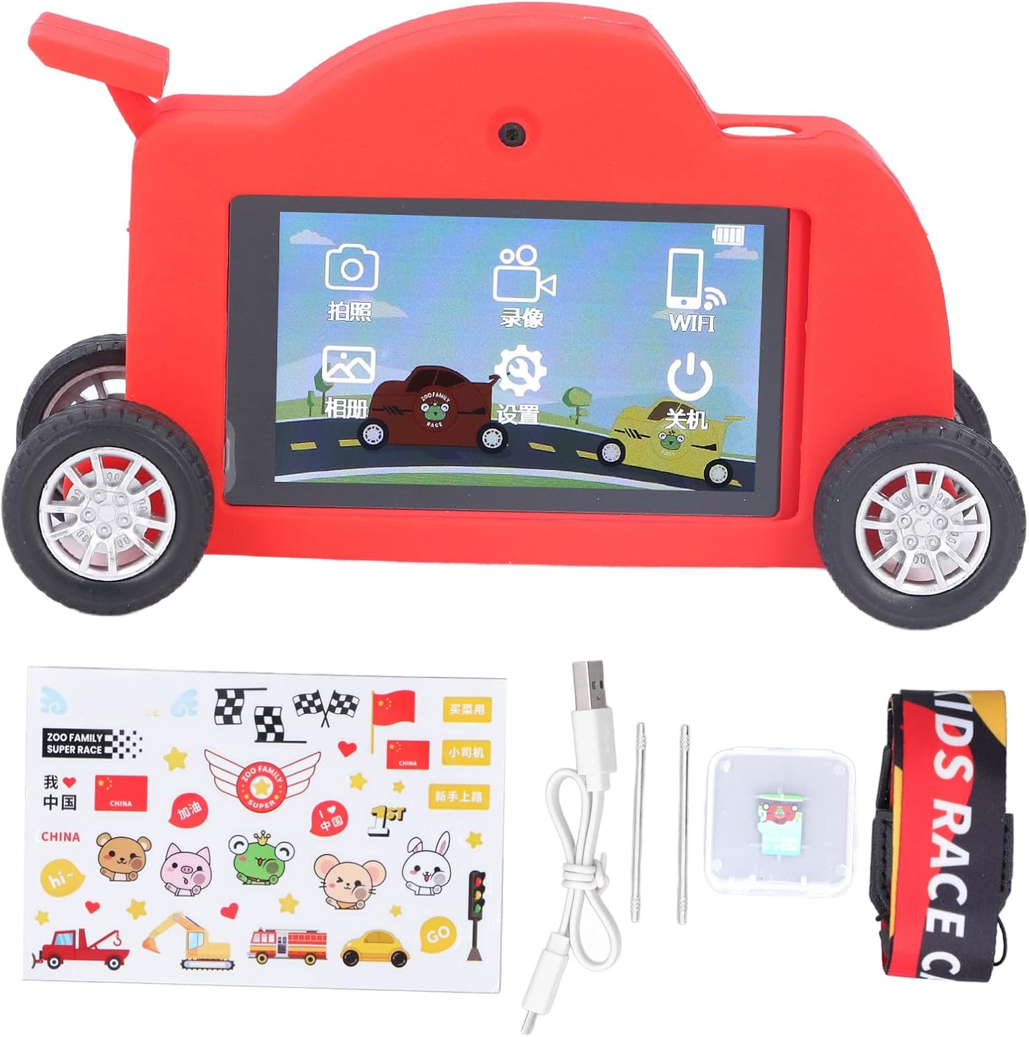 Kids Camera Red with Built in WiFi, Mini Size, Push Type Design for Easy , Touch Screen Interface, Ideal Electronics Toy Toddlers and Children