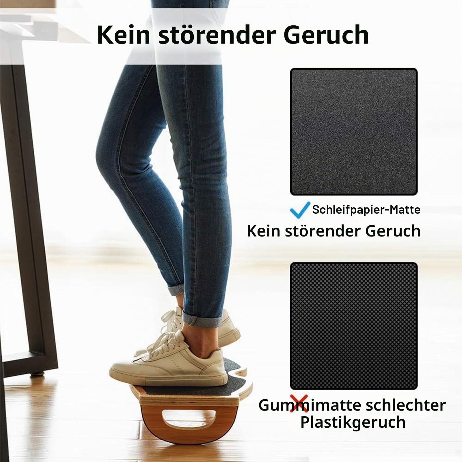 StrongTek Foot Rest Under Desk, Desk Footrest, Rocking Foot Nursing Stool, Rocker Balance Board, Natural Wood, Non-Slip, Ergonomic Pressure Relief for Posture Support, Home, Office Use (18Wx11L)