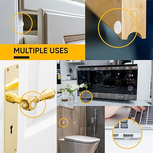 Miniatura 4 de Vellax Parachoques para puerta de armario, 64 piezas, almohadillas autoadhesivas transparentes, tapones de gabinete, parachoques de goma para