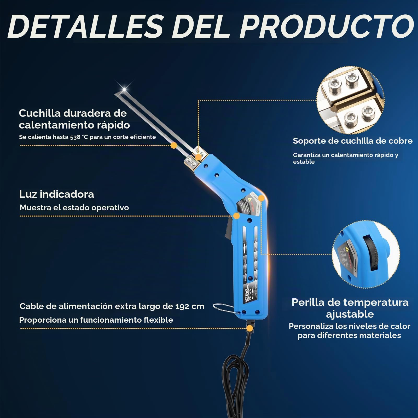 BigKing Cortador eléctrico de espuma caliente de 180 W, 0 – 600 ℃ 220 – 240 V, con 4 cuchillas, guantes, cepillo, llave inglesa, cuchillo eléctrico en caliente para EPS, XPS, PU, EVA, tabla KT