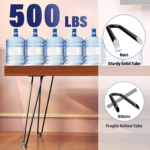 Miniatura 3 de Tengchang barras de metal sólido con acabado horneado estilo horquilla para utilizar como patas de mesa, banco, silla, etc, color negro de 8" 12"