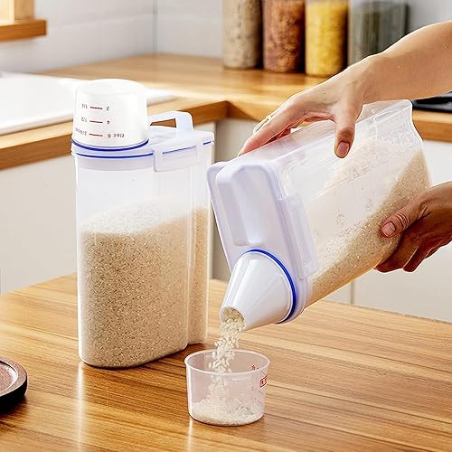 Miniatura 2 de Fabater Recipiente hermético de almacenamiento de arroz, contenedor de harina de cereales secos de 3 a 5 libras, dispensador de alimentos para