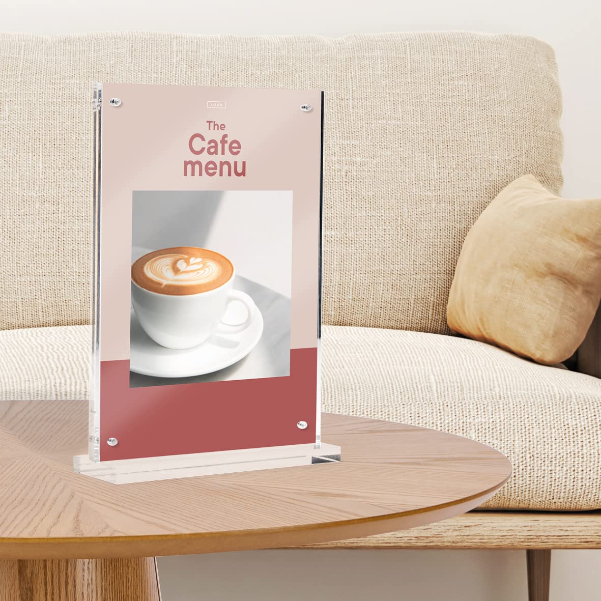 EUROPEL Luksusowy magnetyczny stojak na stół z podstawą T, format A4, portret, akrylowe, menu, z cenami, do restauracji, hoteli, konferencji i recepcji – wolnostojący i dwustronny