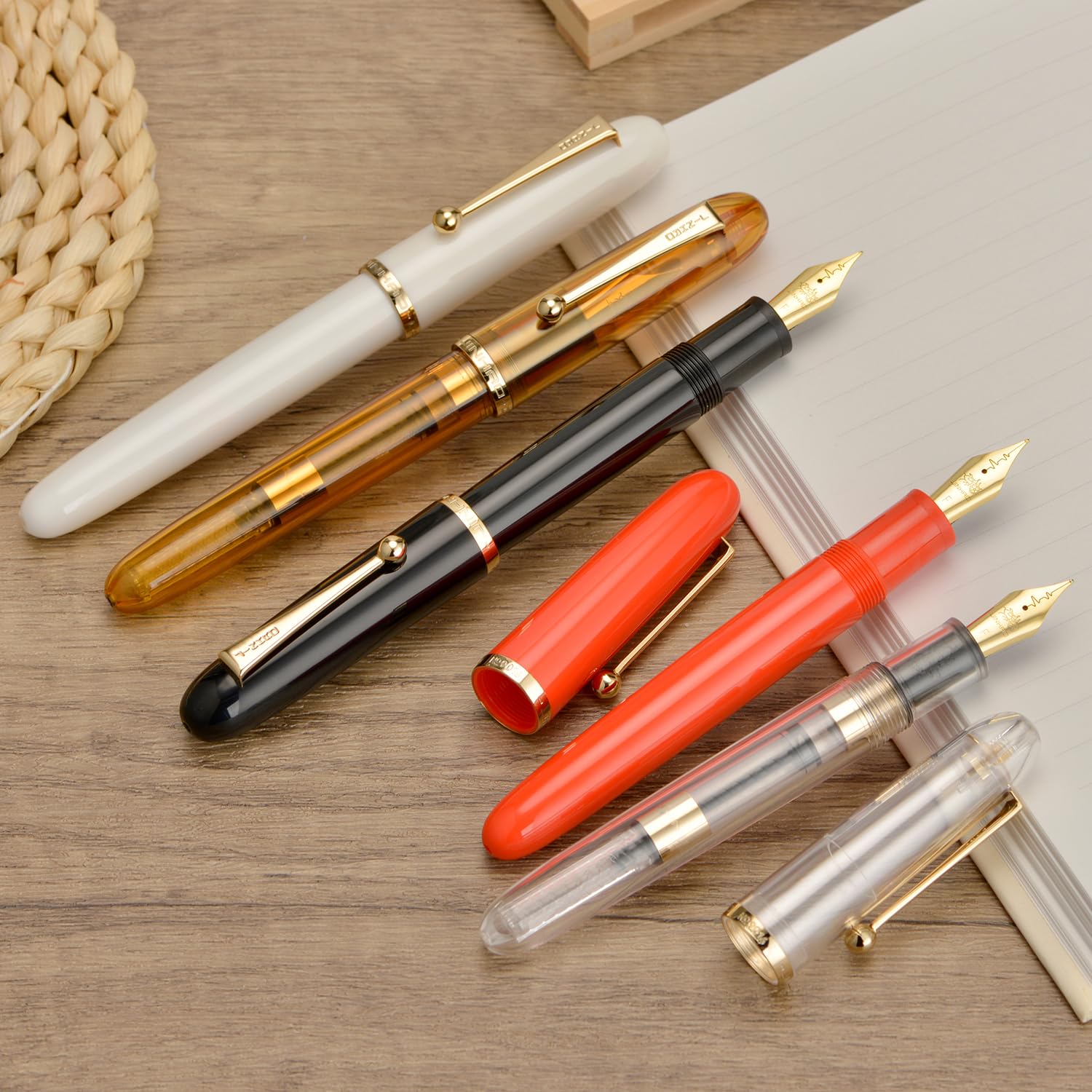 Jinhao 9016 - Penna stilografica a punta fine, serie Dadao, in acrilico rosso, con convertitore grande, per scrittura, firma e calligrafia