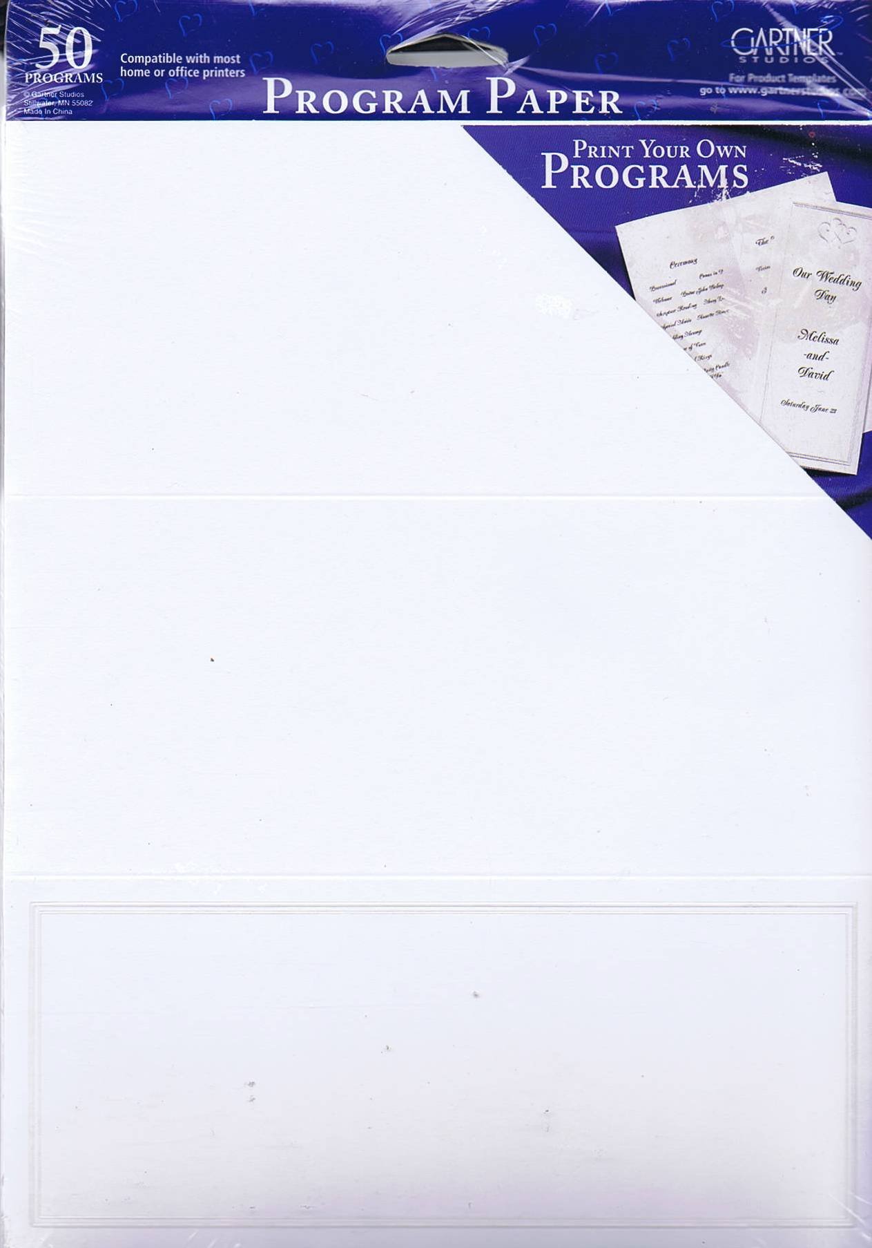 Buy Gartner Studios Program Paper Pearl White Border 50 Sheets 