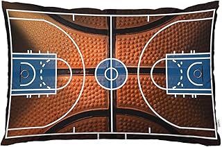 EKOBLA Throw Pillow Cover Basketball Court Sports Playground Pattern Floor Game Field Black Orange Decor Lumbar Pillow Case Cushion for Sofa Couch Bed Standard Queen Size 20x30 Inch