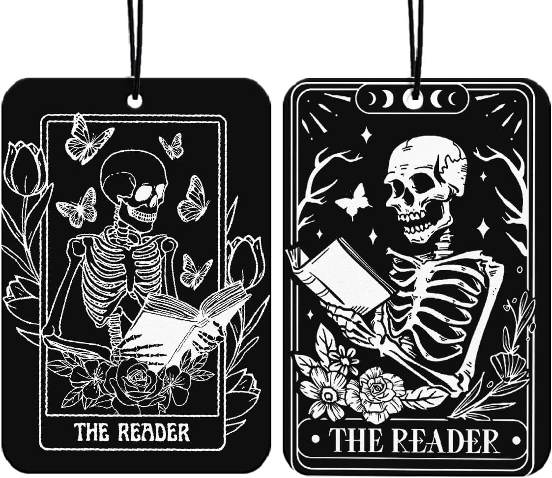 Halloween Gothic Car Accessories Skull Car Air Freshener Hanging 3Pcs Gothic Cars Decor, Skull Overthinker Halloween Decoration for Cars Rear View Mirror Funny Whimsy Gifts for Women Girls(Lavender)