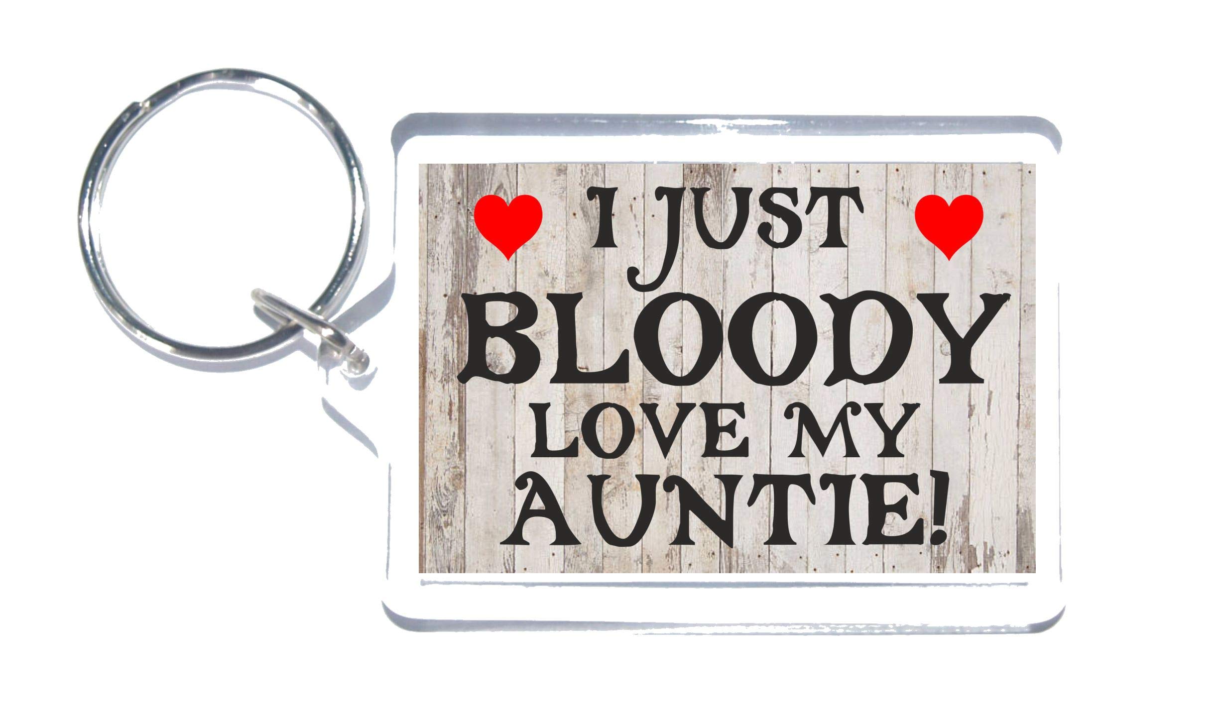 Clare's Cosmetics Fun Auntie Gift - I Just Bloody Love My Auntie - Novelty Keyring