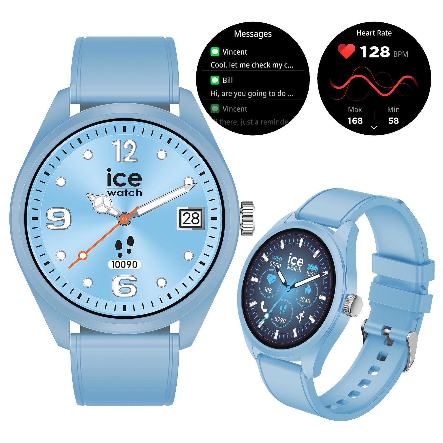 Ice-Watch - ICE smart forever Rose-gold Black - Smartwatch niebieski z silikonowym paskiem - 026220 (1.32 cala / 42mm)
