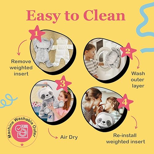 Miniatura 4 de Lilly's Love Animal de peluche con peso, 5 libras, peluche sensorial para niños y adultos, lavable a máquina con interior extraíble, animal de