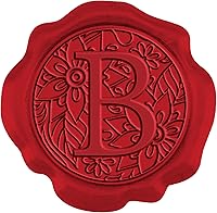 Vista 1 de CRASPIRE 50 calcomanías de sello de cera con letra B, inicial, autoadhesivas, calcomanías de cera de sobre rojo, calcomanías de cera
