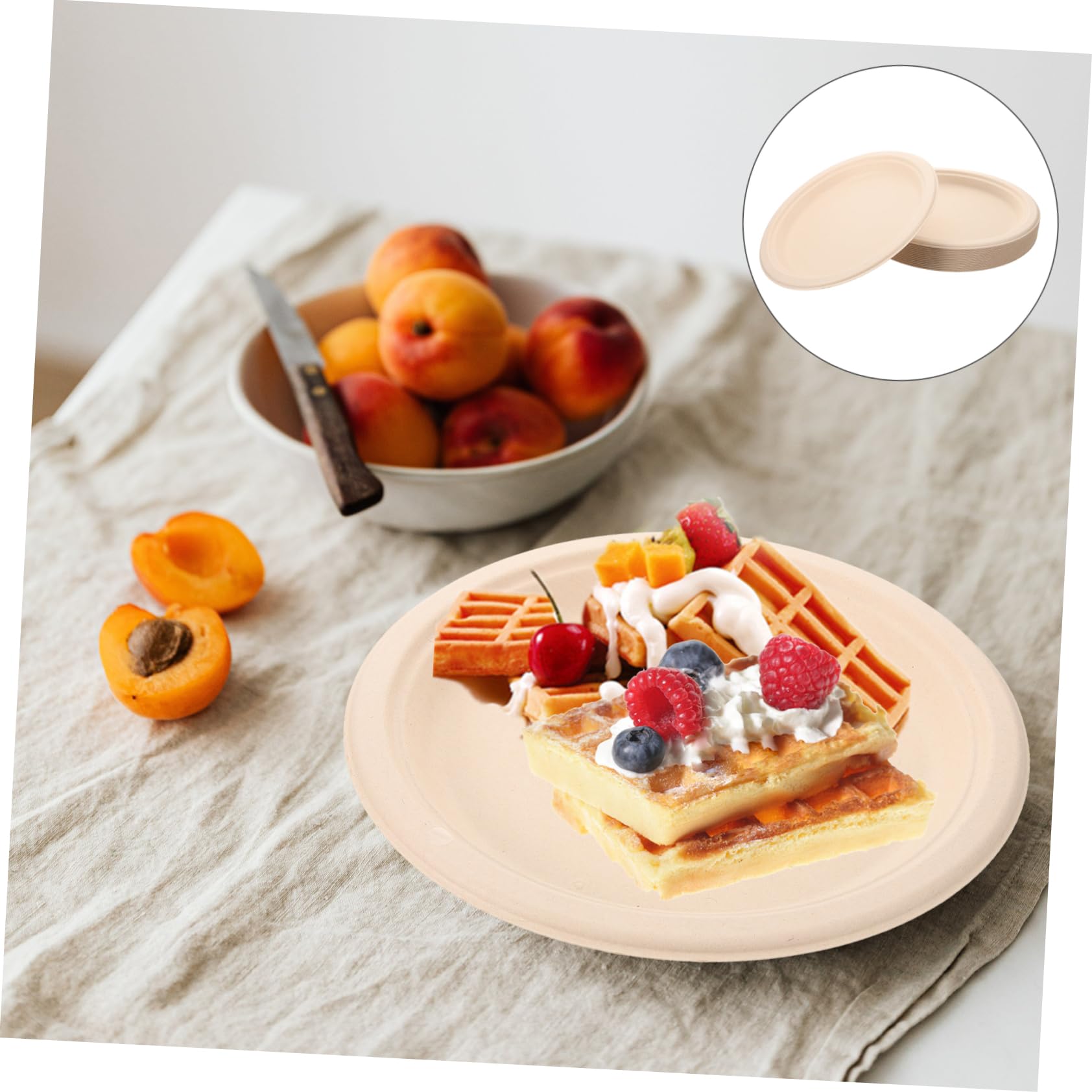 FRCOLOR Piatti di Carta Biodegradabili 50 Pezzi Resistenti e Pratici per Dessert e Feste per Barbecue e Uso Quotidiano