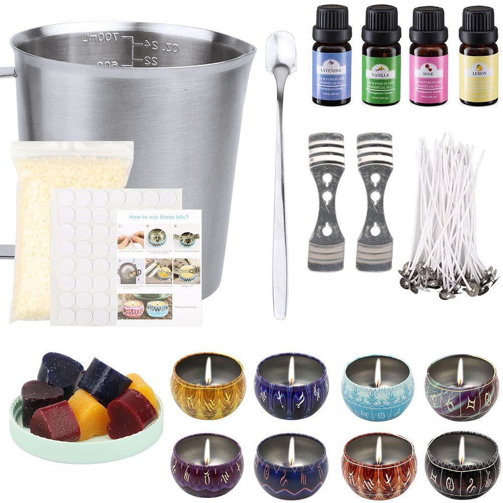 Lipeed Luxury Candle Making Kit, DIY Soy Wax Candle Making Includes Soy Wax, Wick, Candle Holder, Dye, Measuring Cup, Mixing Spoon
