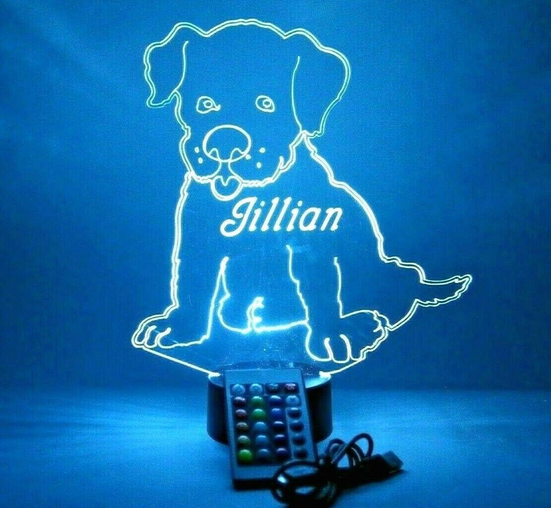 Cute Puppy Dog Light Up Lamp LED Personalized Desk Light Engraved Adorable Loving Pet Paws Friend Table Lamp, Christmas Birthday Holiday Gift - It's WOW, 16 Color Options With Remote, Free Engraved