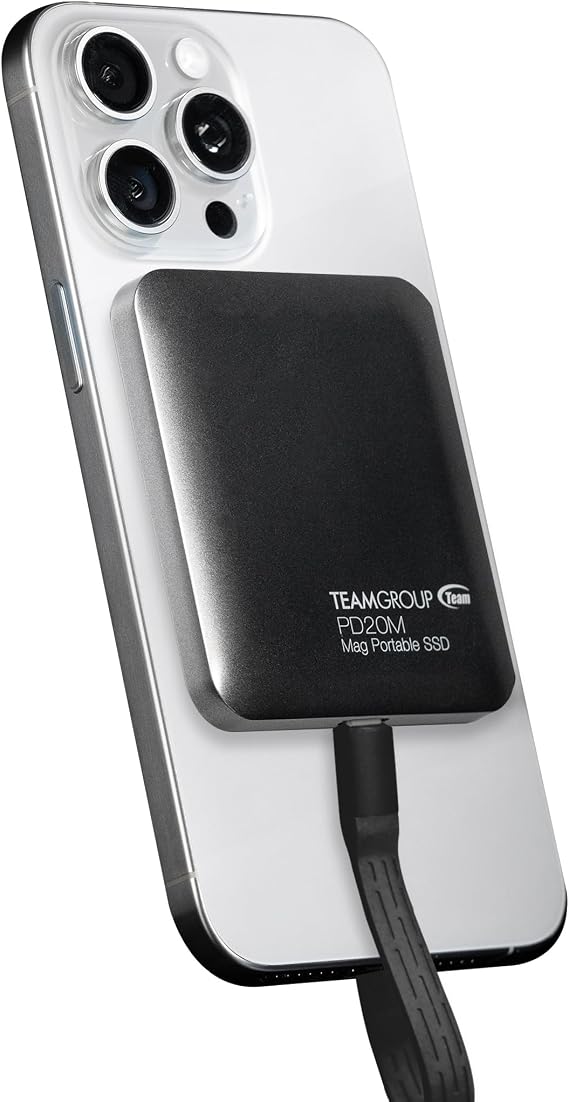 TEAMGROUP PD20M 1TB Magnetic External SSD Read up to 2000MB/s USB 3.2 Gen 2x2 Type-C 4K ProRes HDR Record iPhone 15 16 17 Pro Max,Tablet TPSEG2001T0C108