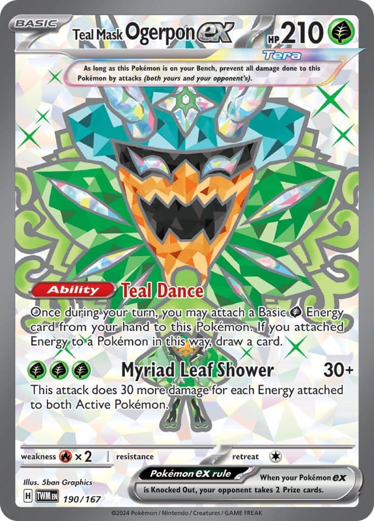 Pokemon – Teal Mask Ogerpon ex 190/167 – Twilight Masquerade – Full Art Pokemon Card – Secret Rare