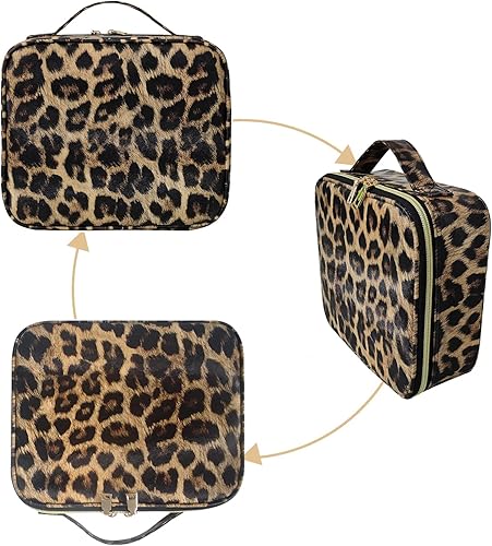 Miniatura 7 de Bolsa de maquillaje de viaje con divisores ajustables, organizador de estuche de almacenamiento de tren cosmético para cepillos cosméticos