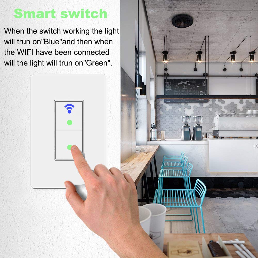 Interruptor de luz inteligente, botón de interruptor inteligente WiFi, compatible con Alexa y Google Home, control remoto con función de temporizador, no requiere Hub, aplicación Smart Life