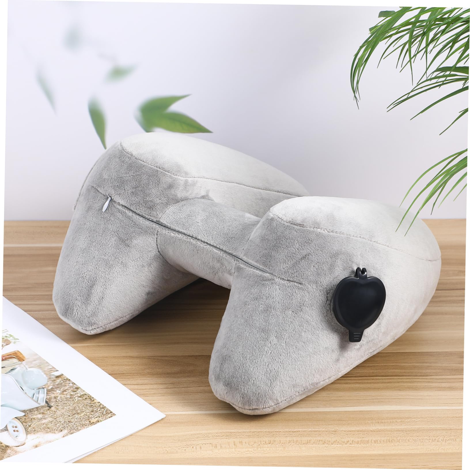 Almohada De Viaje Inflable para El Cuello con Capucha Ajustable Ligera