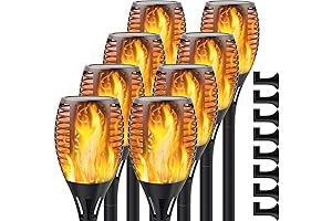 Upgraded Solar Flame Lights Outdoor, Waterproof Dancing Flame Post Lights for Garden Pathway Yard