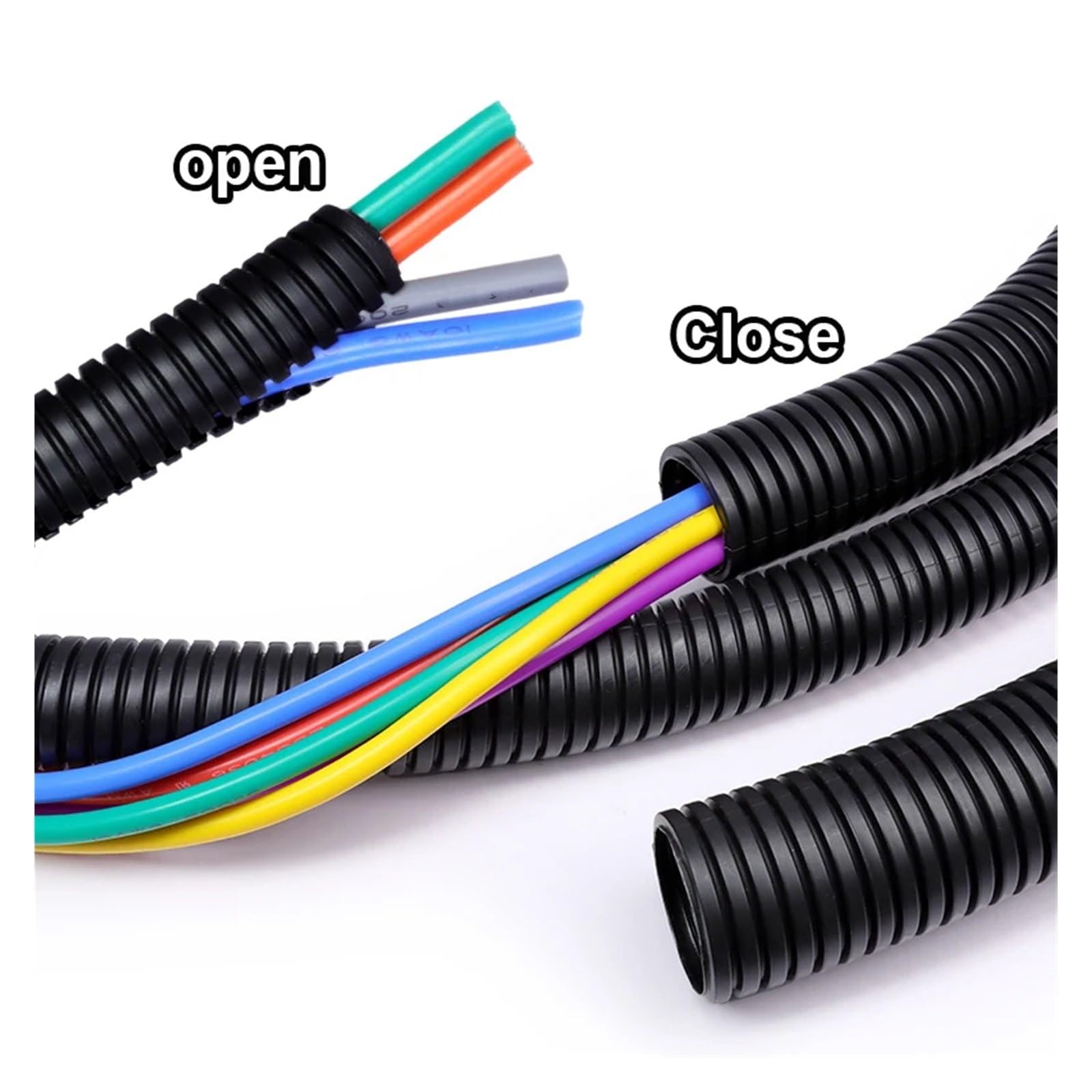 Tubo corrugato in plastica PP nera, ID 5,5 mm-29 mm, guaina protettiva for cavi auto, tubo flessibile isolato(20x25mm open,5 Meters)