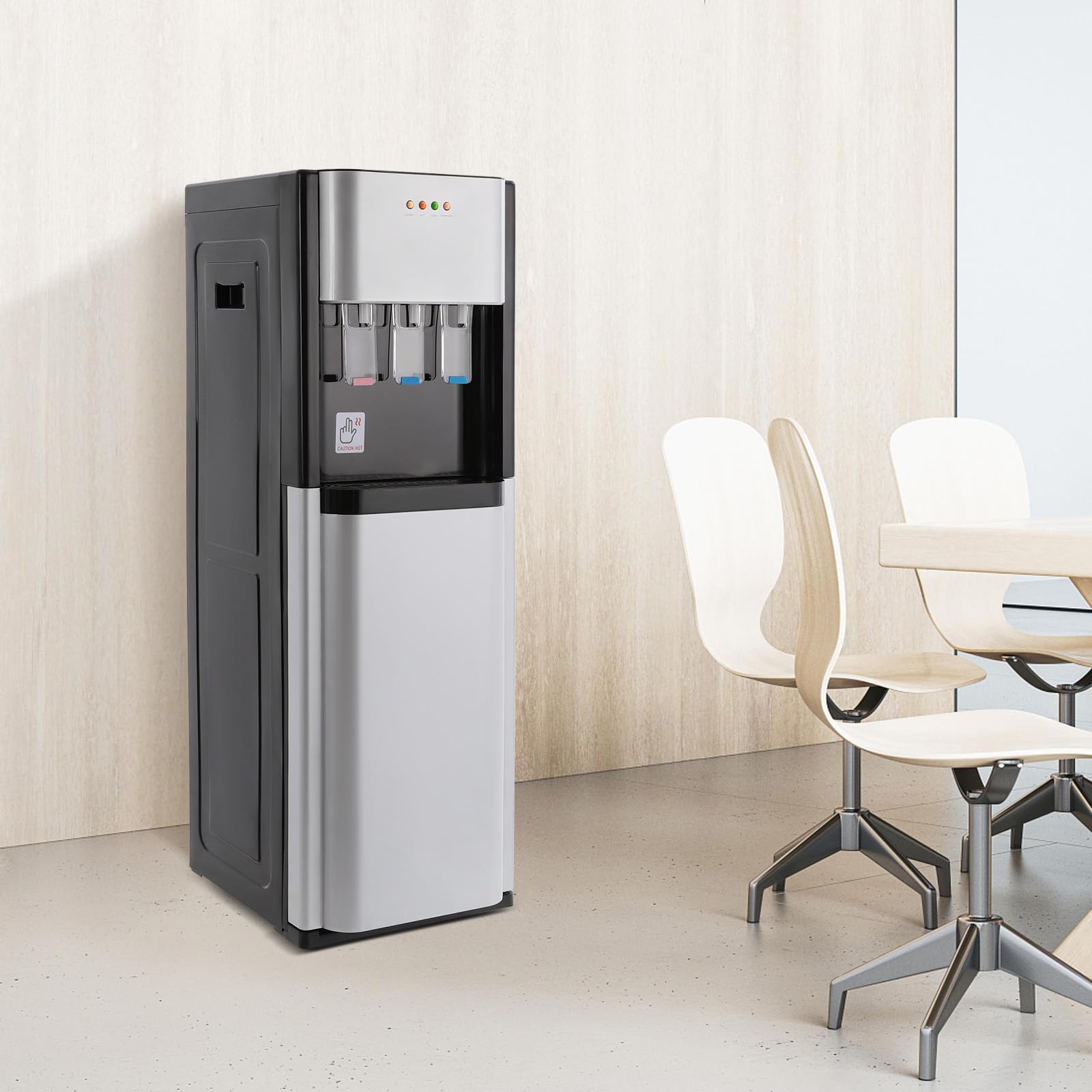 Distributore d'acqua elettrico da 450 W, con doppia funzione a freddo, con serbatoio dell'acqua con riempimento a terra, supporto per pavimento, per casa, cucina, ufficio