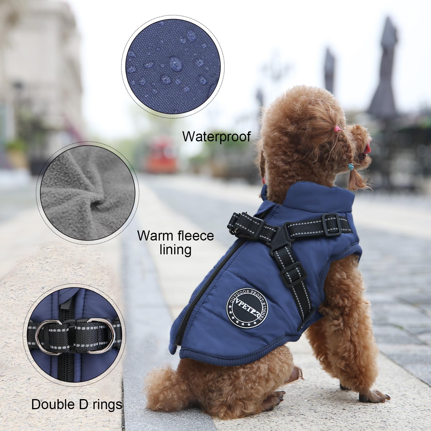 IBuddy Wintermantel Für Kleine Hunde - Wasserdicht, Winddicht, Mit Fleecefutter & Reflektierenden Streifen, Verstellbar