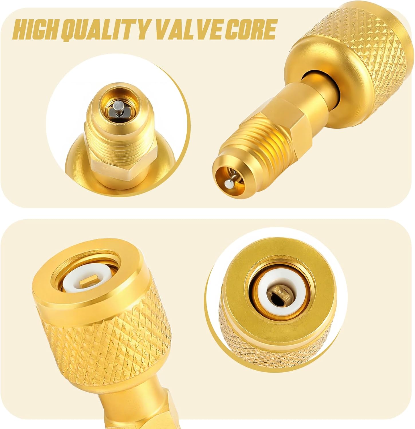 2-Pack Brass Adapter for R32 and R454B, 1/4 Inch SAE Female to 1/4 Inch Male Reverse Thread Fitting, Compatible with A2L Refrigerant Tanks and Mini Split HVAC Systems