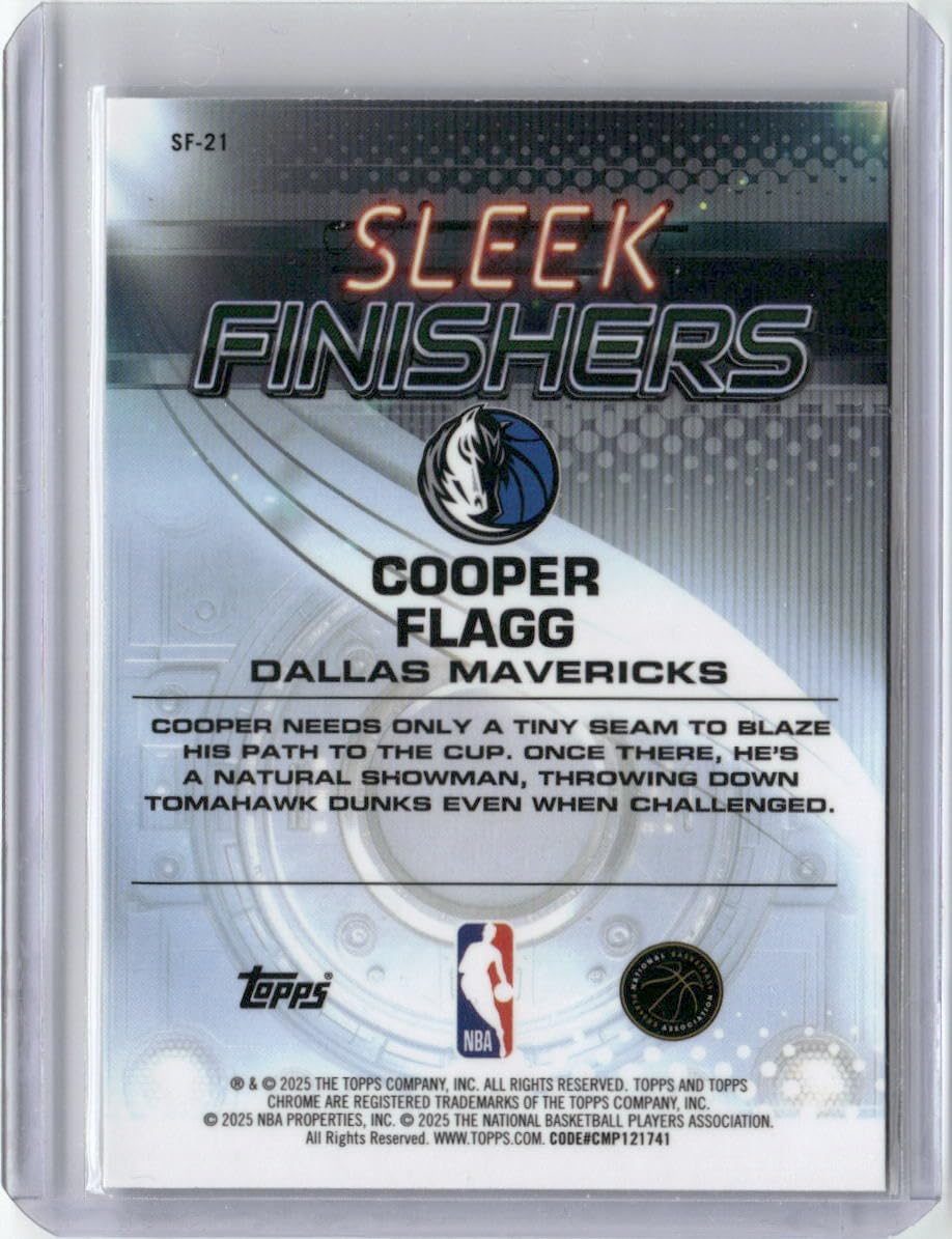 2025-26 Topps Chrome #SF-21 Cooper Flagg Sleek Finishers Rookie RC Basketball Card