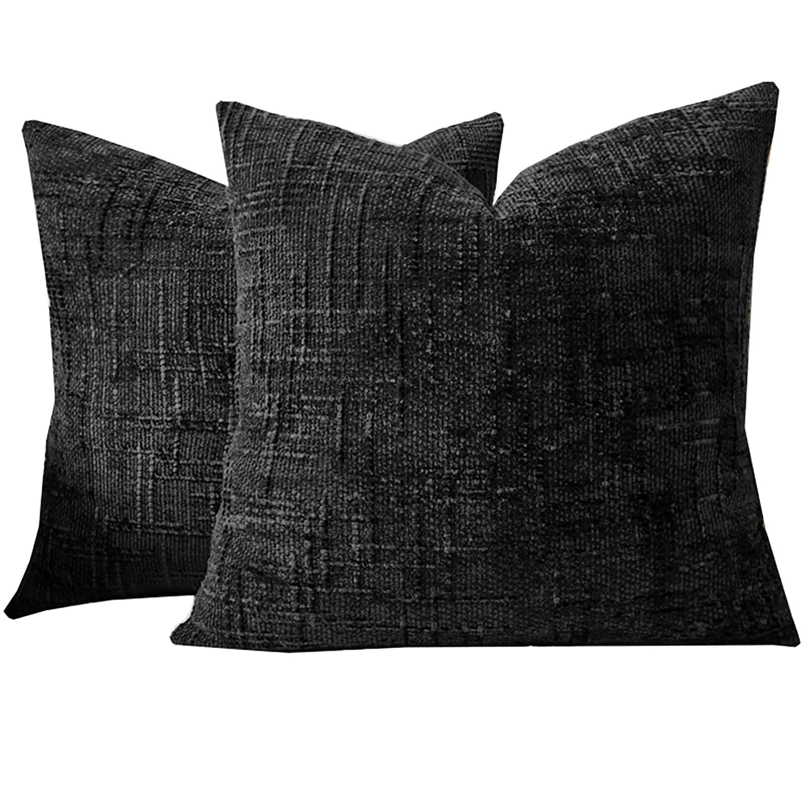 2 Pack Throw Pillow Covers 18x18 Inch Chunky Chenille Farmhouse Sofa Decor