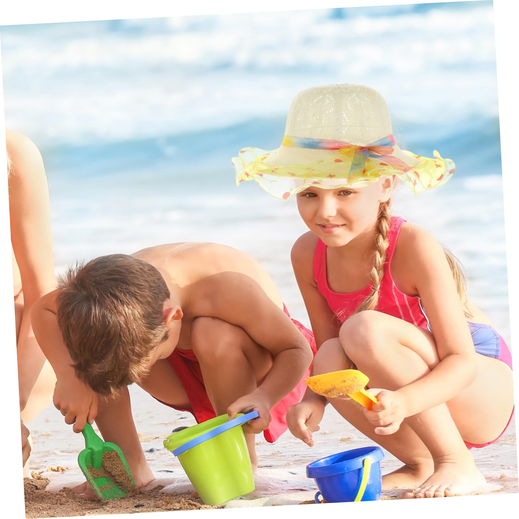 Holibanna 3piezas Sombrero De Playa para Bebés Gorro De Sol De Protección UV Sombrero Infantil Estampado De Estrellas y Puntos para Playa y