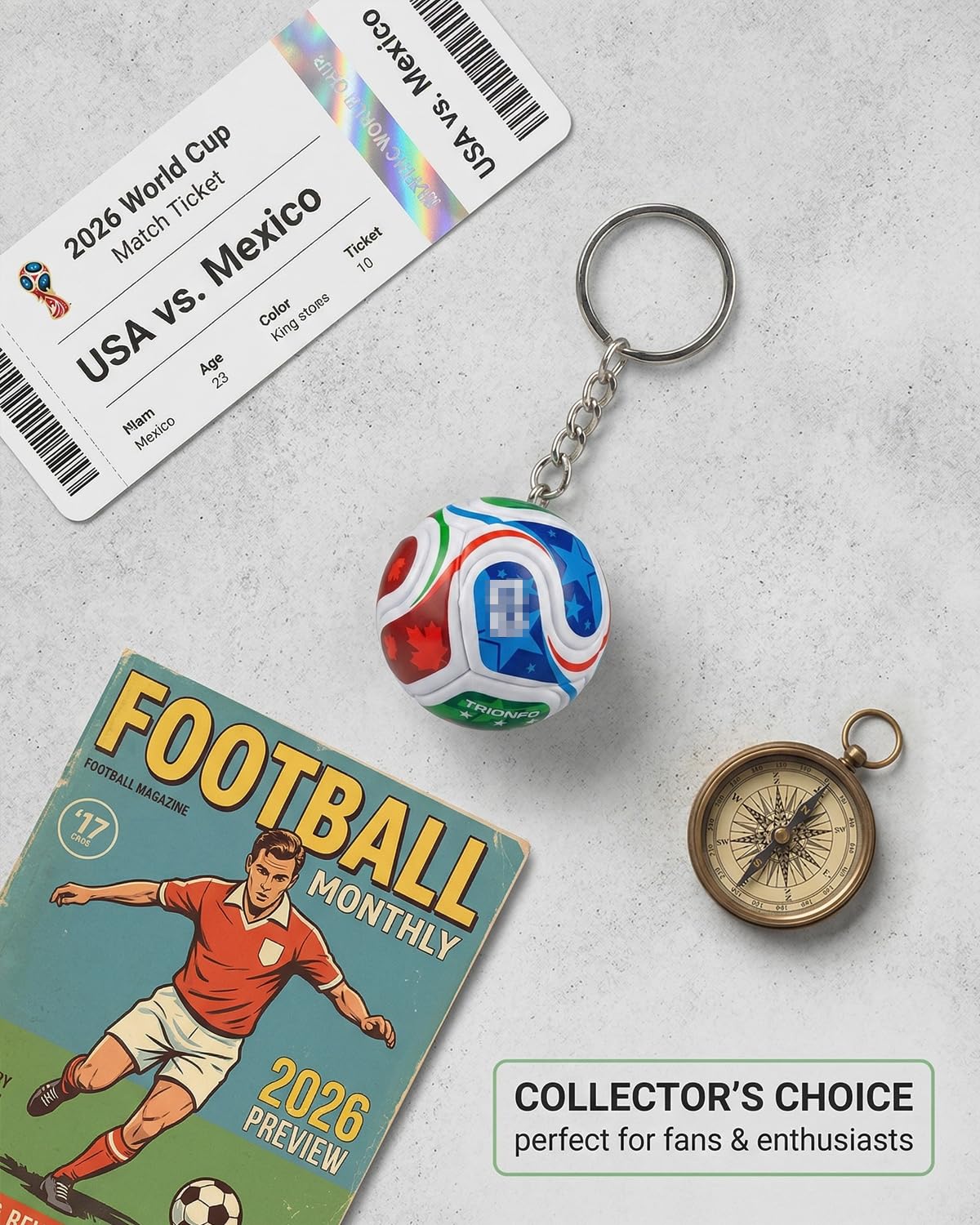 Llavero de Fútbol Mundial 2026 | 1 Unidad | Regalo Ideal para Fans y Niños | Souvenir Coleccionable para Aficionados al Deporte