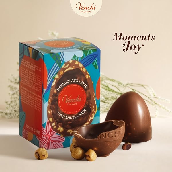 Venchi - Huevo de Chocolate Mignon con Leche y Avellanas, 70 Gr, con Granillo Grueso de "Avellana Piamonte", Sin Gluten, Colección de Pascua Venchi, Idea de Regalo - 3