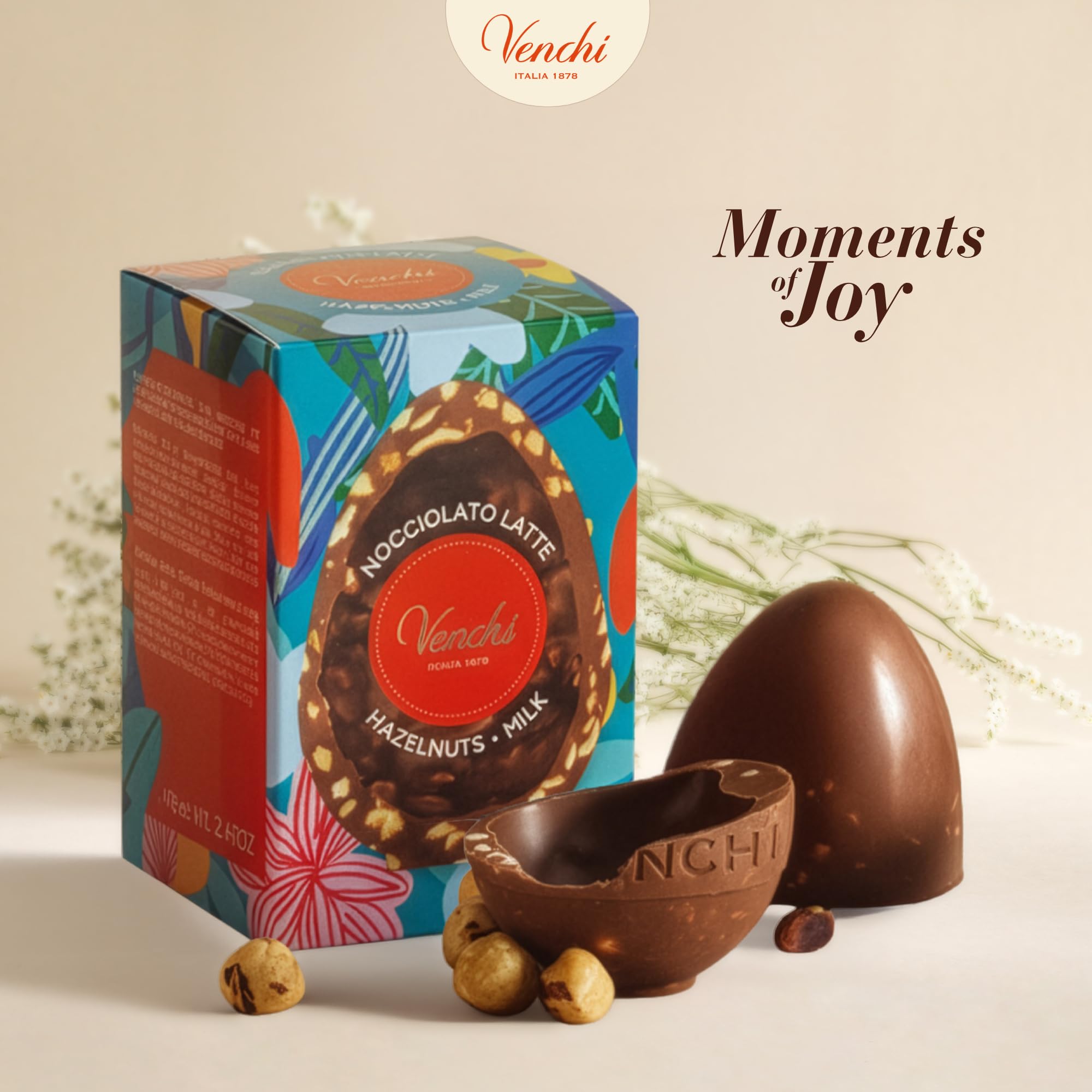 Venchi - Huevo de Chocolate Mignon con Leche y Avellanas, 70 Gr, con Granillo Grueso de "Avellana Piamonte", Sin Gluten, Colección de Pascua Venchi, Idea de Regalo - 3
